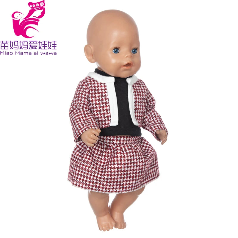 Reborn Baby Doll Winter Coat Pink Skirt 18 Inch Girl Dolls Clothes Jacket Children Xmas Gift Toys Wears