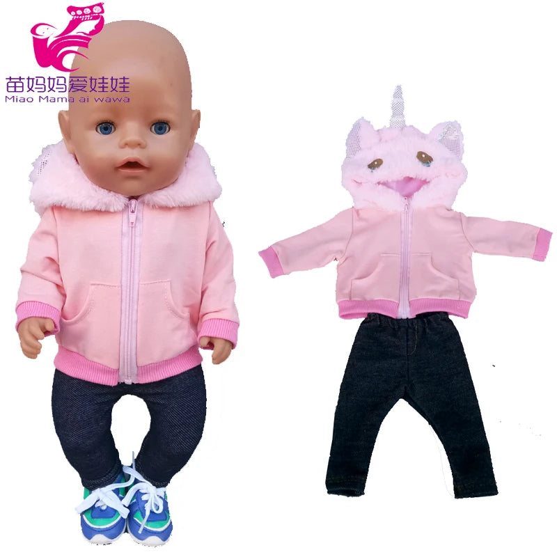 Reborn Baby Doll Winter Coat Pink Skirt 18 Inch Girl Dolls Clothes Jacket Children Xmas Gift Toys Wears