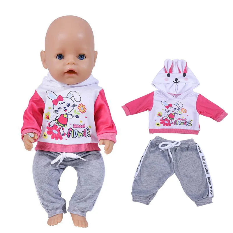 Reborn Baby Doll Winter Coat Pink Skirt 18 Inch Girl Dolls Clothes Jacket Children Xmas Gift Toys Wears