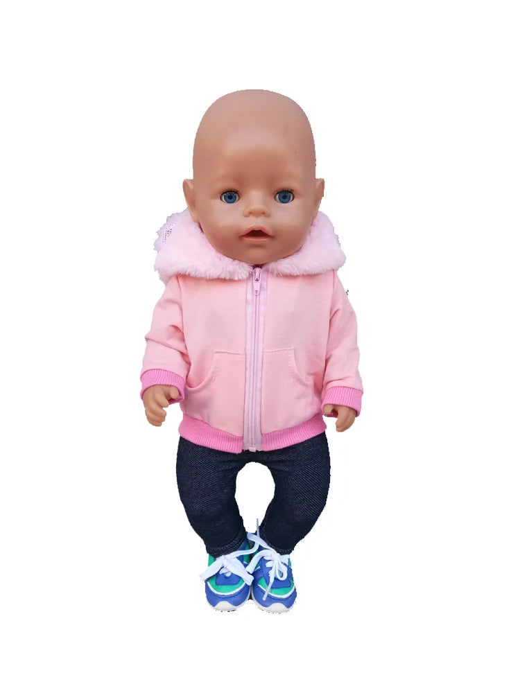 Reborn Baby Doll Winter Coat Pink Skirt 18 Inch Girl Dolls Clothes Jacket Children Xmas Gift Toys Wears