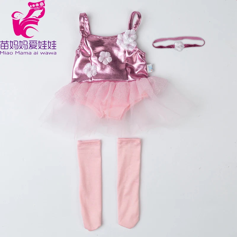 Reborn Baby Doll Winter Coat Pink Skirt 18 Inch Girl Dolls Clothes Jacket Children Xmas Gift Toys Wears