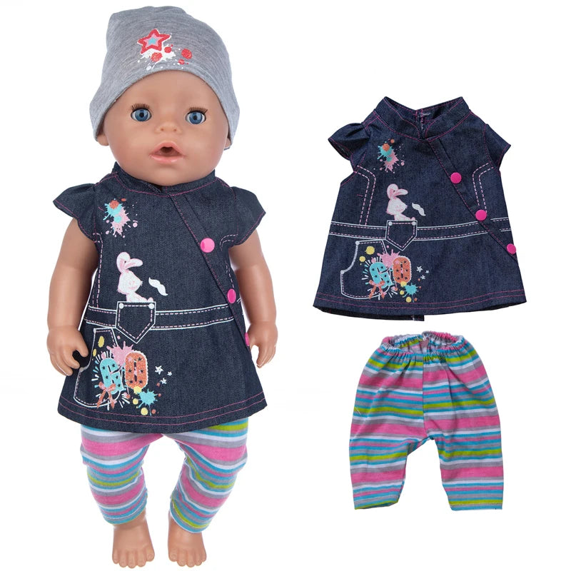 Reborn Baby Doll Winter Coat Pink Skirt 18 Inch Girl Dolls Clothes Jacket Children Xmas Gift Toys Wears