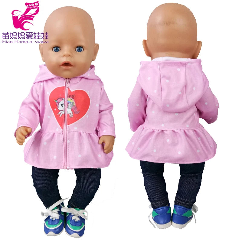 Reborn Baby Doll Winter Coat Pink Skirt 18 Inch Girl Dolls Clothes Jacket Children Xmas Gift Toys Wears