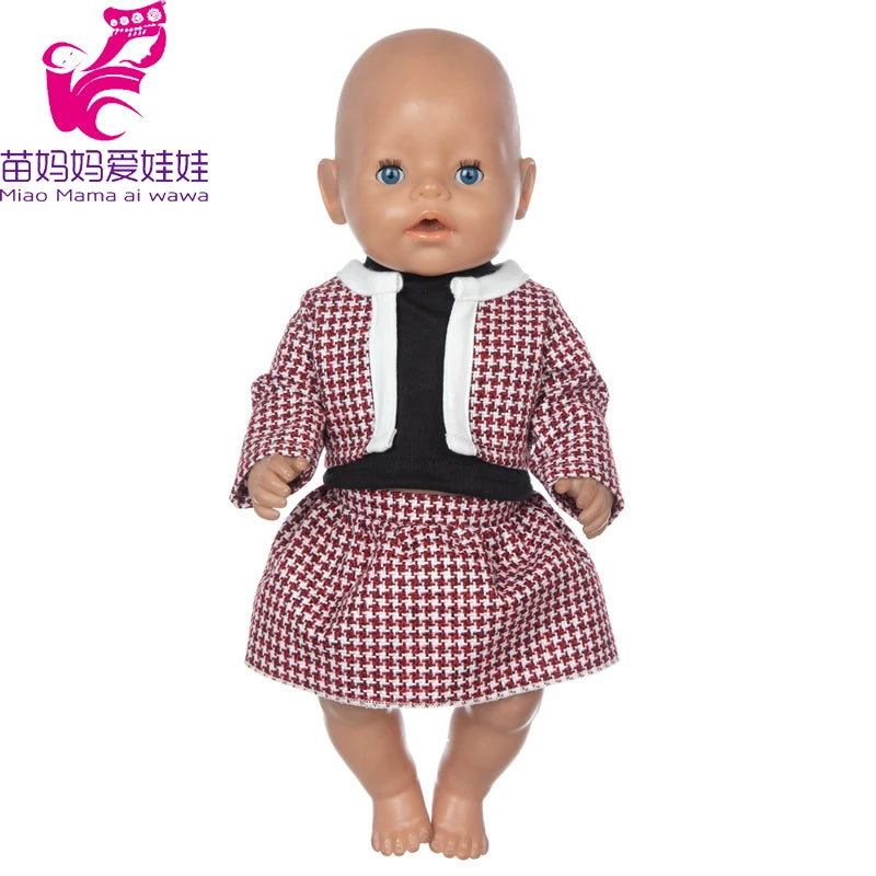 Reborn Baby Doll Winter Coat Pink Skirt 18 Inch Girl Dolls Clothes Jacket Children Xmas Gift Toys Wears