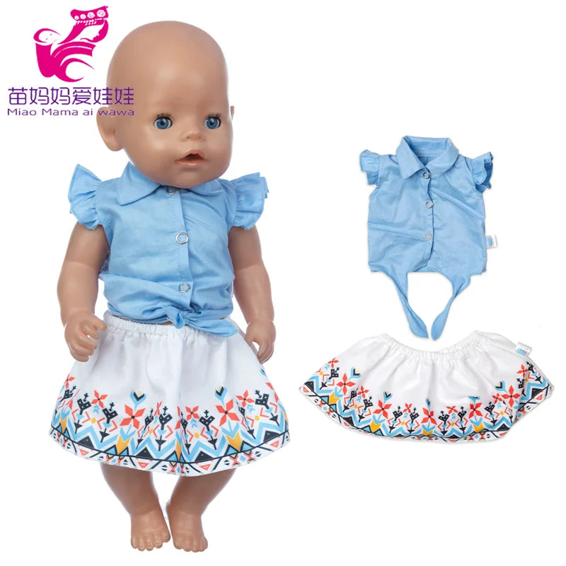 Reborn Baby Doll Winter Coat Pink Skirt 18 Inch Girl Dolls Clothes Jacket Children Xmas Gift Toys Wears