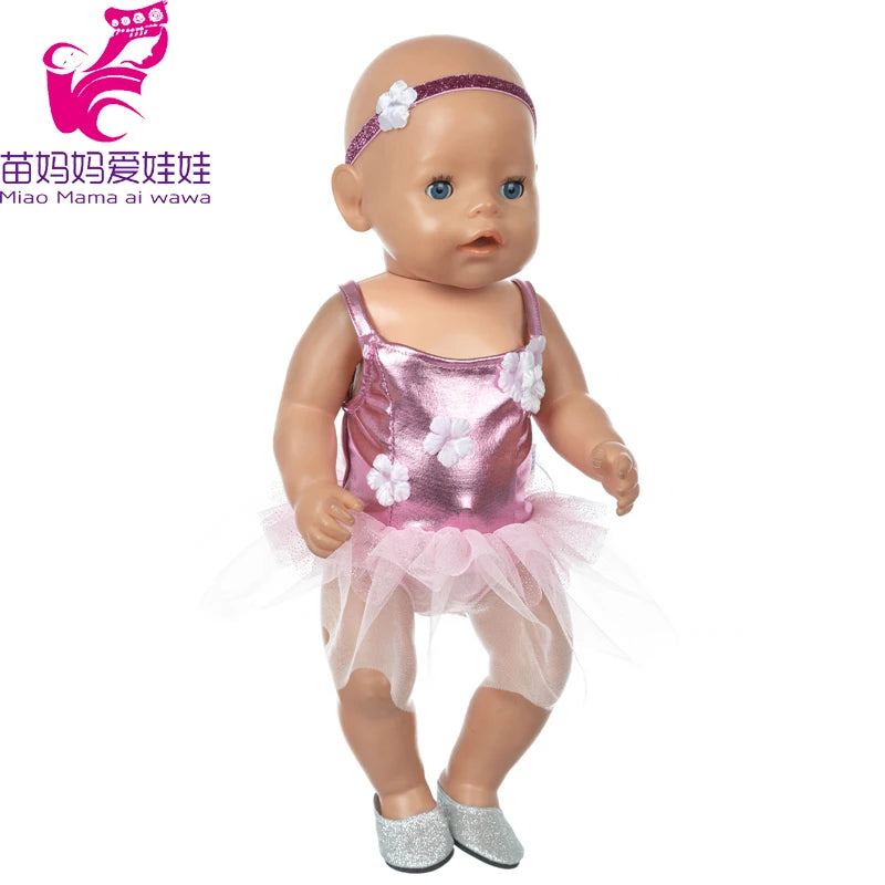 Reborn Baby Doll Winter Coat Pink Skirt 18 Inch Girl Dolls Clothes Jacket Children Xmas Gift Toys Wears