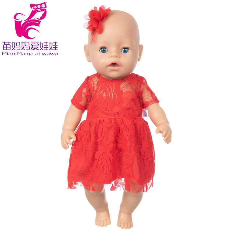 Reborn Baby Doll Winter Coat Pink Skirt 18 Inch Girl Dolls Clothes Jacket Children Xmas Gift Toys Wears