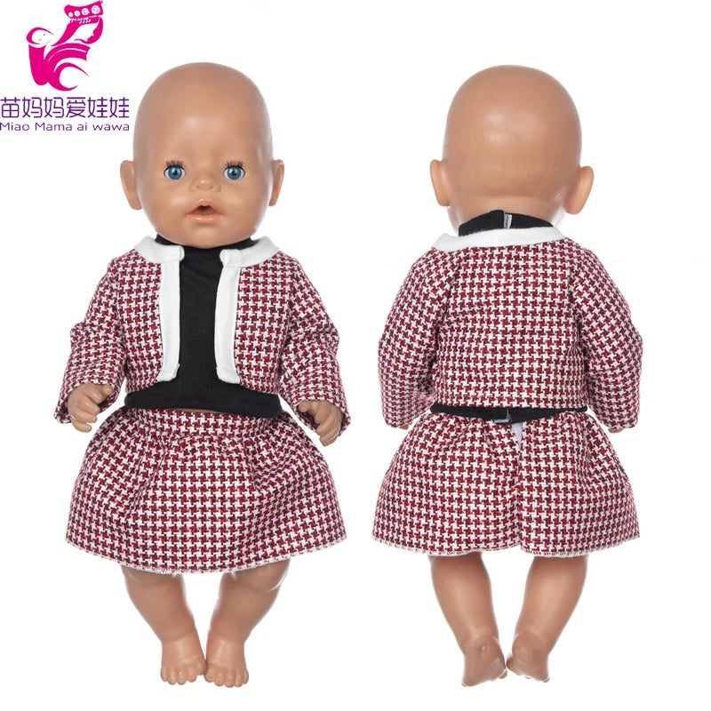 Reborn Baby Doll Winter Coat Pink Skirt 18 Inch Girl Dolls Clothes Jacket Children Xmas Gift Toys Wears