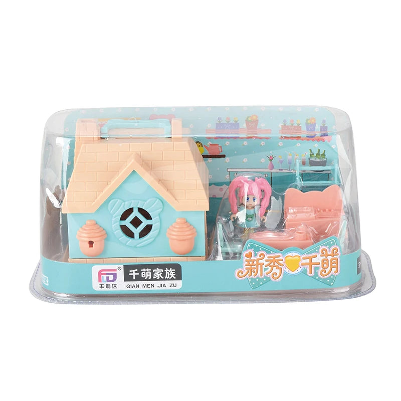 DollHouse Miniature Furniture DIY Doll House With Mini Doll Green Tree Forest Villa Home For Girl Christmas Gift ChildernToys