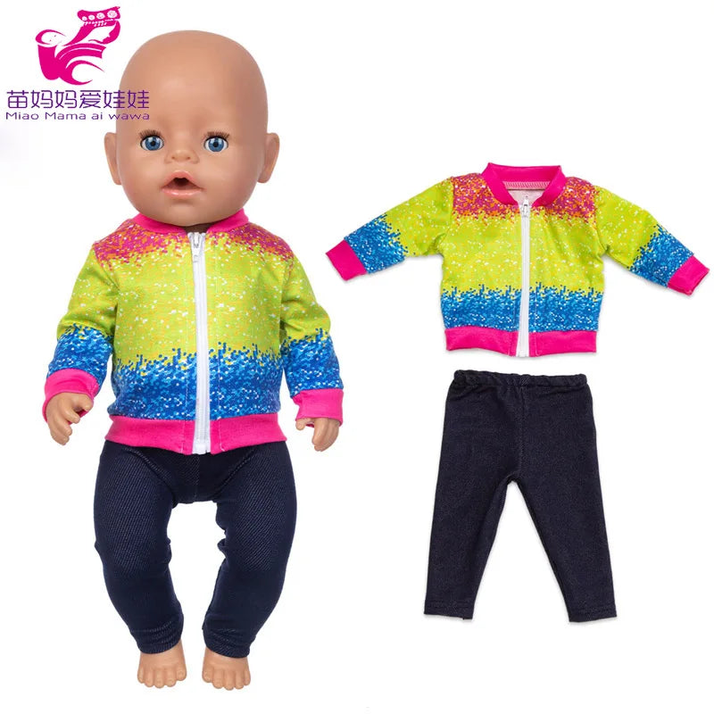 Reborn Baby Doll Winter Coat Pink Skirt 18 Inch Girl Dolls Clothes Jacket Children Xmas Gift Toys Wears