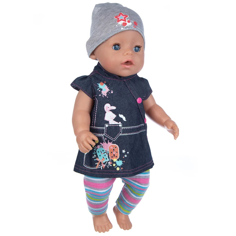 Reborn Baby Doll Winter Coat Pink Skirt 18 Inch Girl Dolls Clothes Jacket Children Xmas Gift Toys Wears