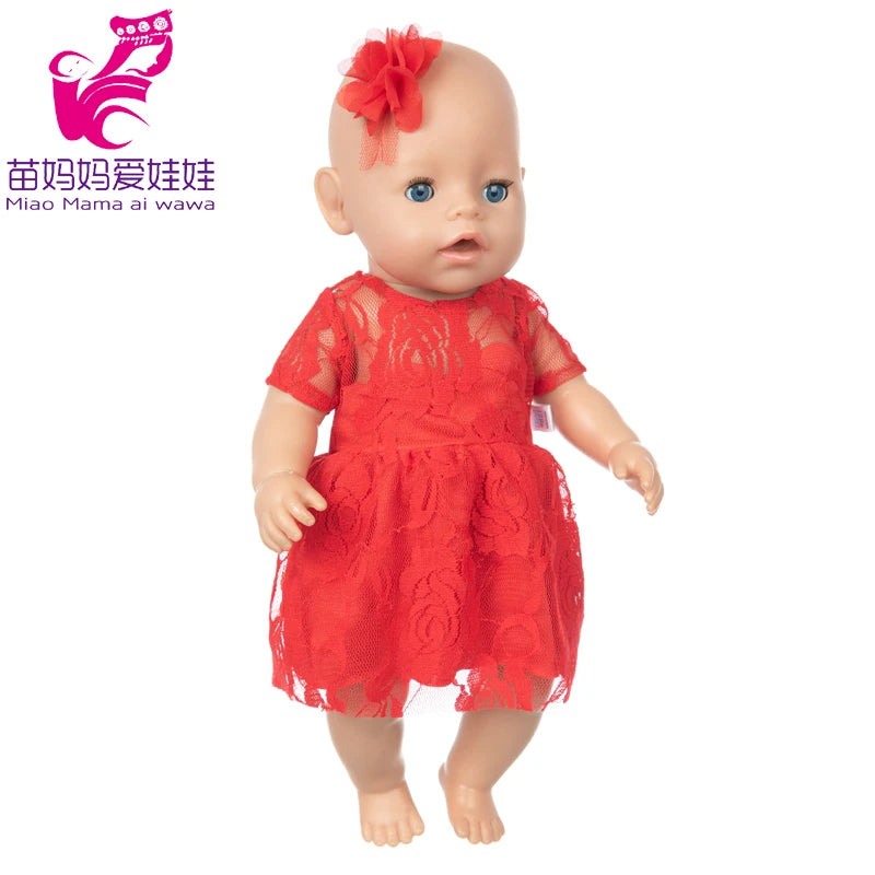 Reborn Baby Doll Winter Coat Pink Skirt 18 Inch Girl Dolls Clothes Jacket Children Xmas Gift Toys Wears