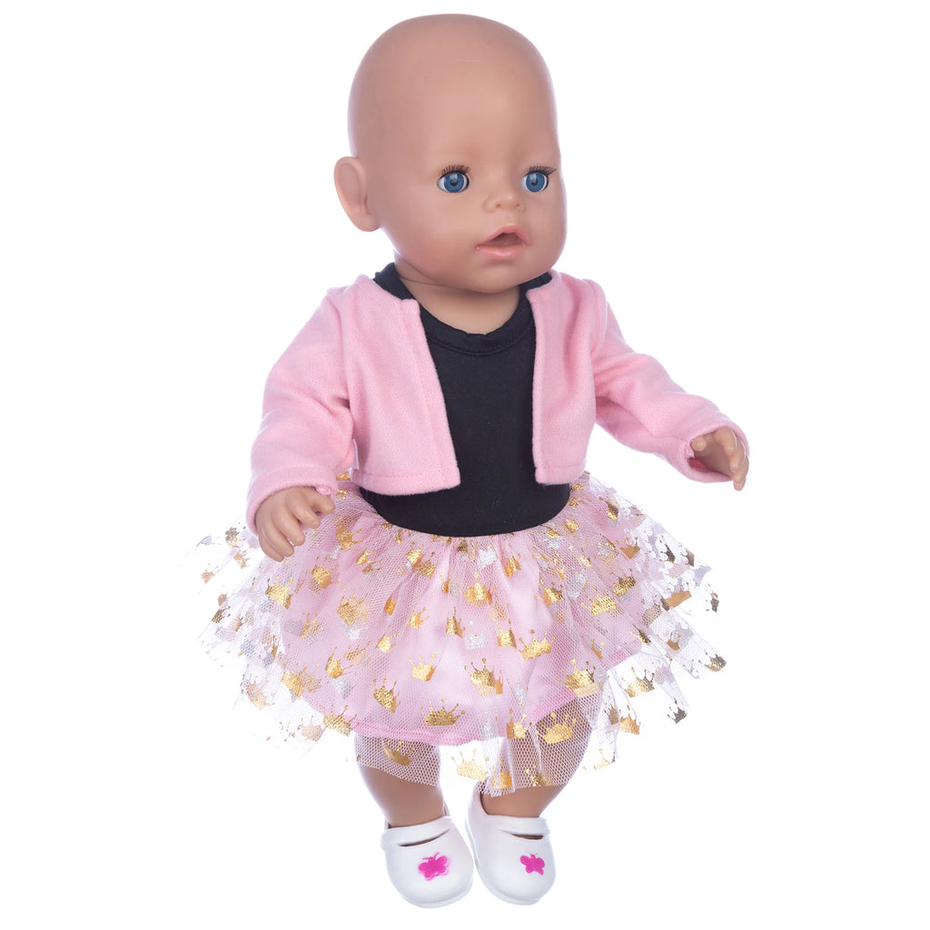 Reborn Baby Doll Winter Coat Pink Skirt 18 Inch Girl Dolls Clothes Jacket Children Xmas Gift Toys Wears