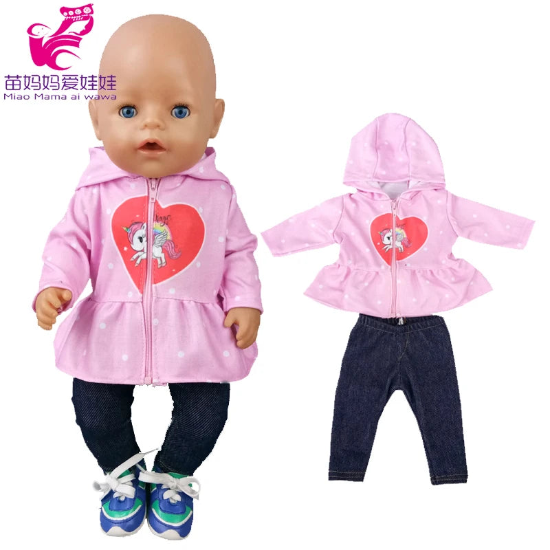 Reborn Baby Doll Winter Coat Pink Skirt 18 Inch Girl Dolls Clothes Jacket Children Xmas Gift Toys Wears