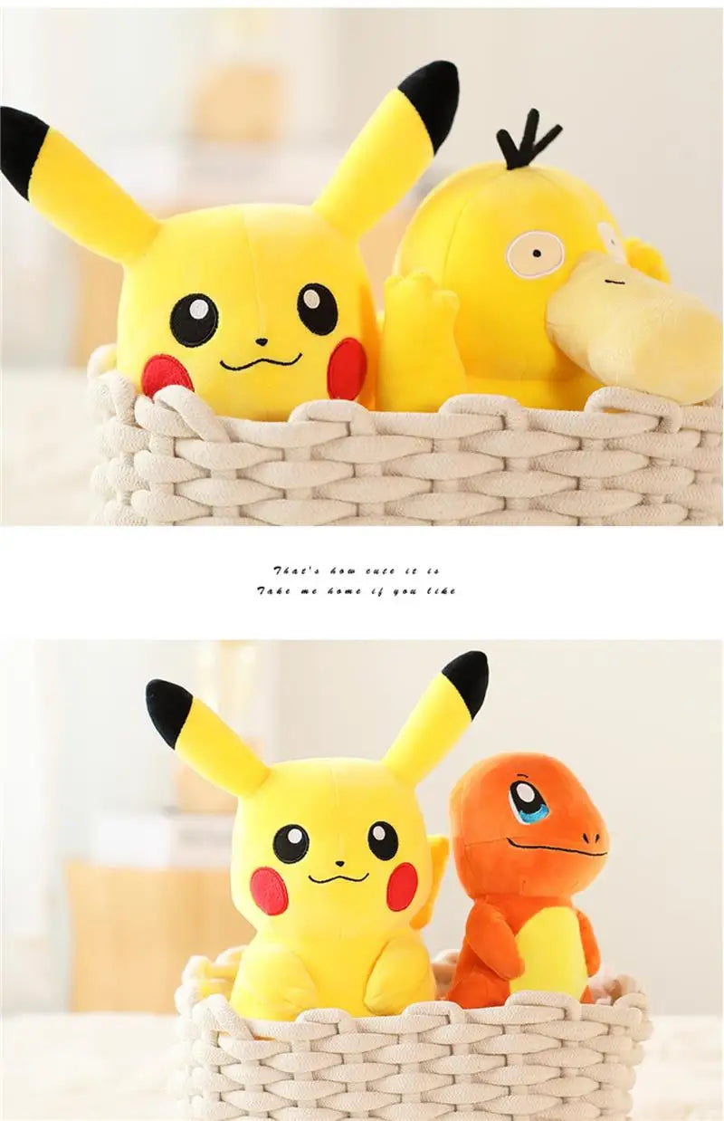 2025Pokemon Stuff Plush Toys Kawaii Pikachu Pichu Charmander Squirtle Psyduck Anime Soft Dolls Doll Kids Birthday Christmas Gift