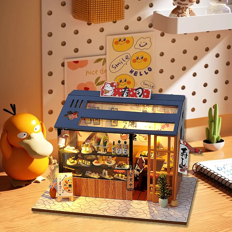 Wooden Doll House Casa Diy  Miniature Dollhouse 3D Puzzle Assembly Building Toys With Furniture LED Lights For Children Gifts