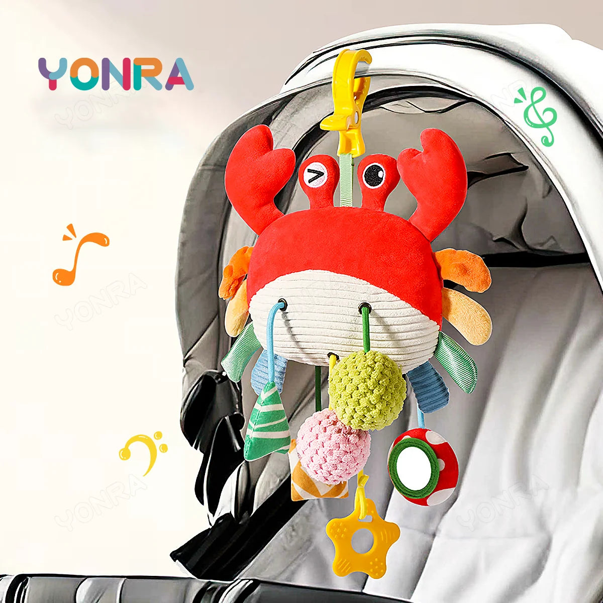 Plush Pull String Sensory Toys with Rattle Montessori Toys for Babies Toddlers Mobiles for Cribs Birthday Gifts Travel Toys