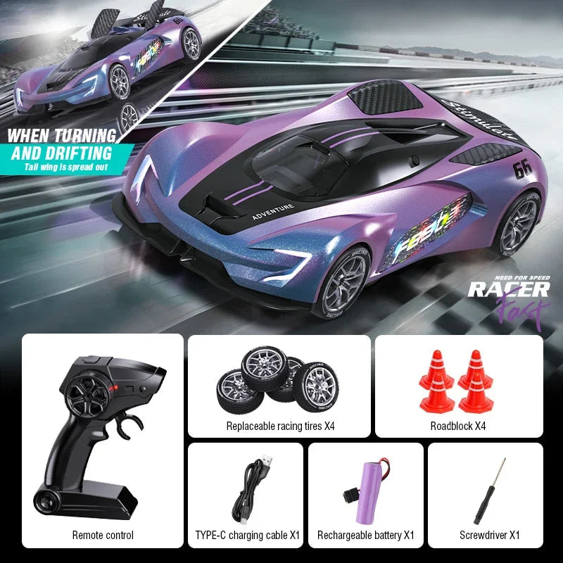 RC Car 2.4G 20km/h High-speed Drift Sports Cars with Light Music Racing Car Eletric Vehicle Model Toys for Boys Kids Xmas Gifts