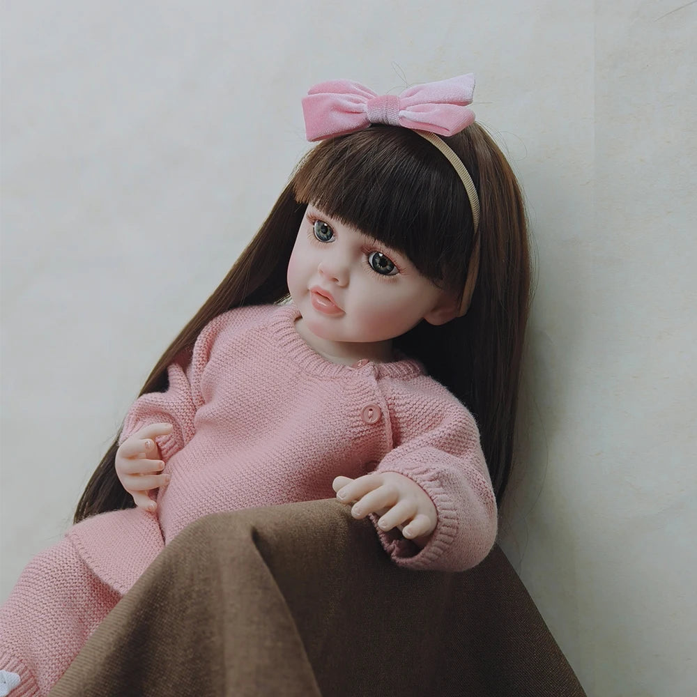Reborn Baby Doll 55cm Little Girl Baby Full Body Silicon For Girls Newborn Doll Toddler Fashion Cute Toy Birthday Gift
