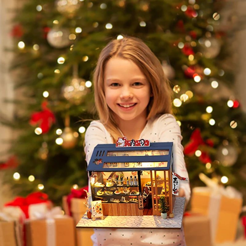 Wooden Doll House Casa Diy  Miniature Dollhouse 3D Puzzle Assembly Building Toys With Furniture LED Lights For Children Gifts