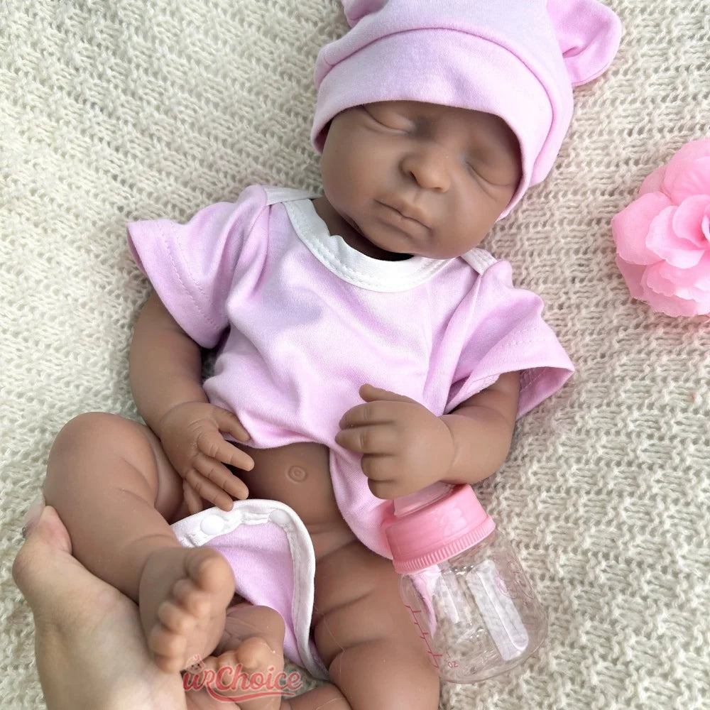 Reborn Baby Doll 17Inch Realistic Lifelike Weighted Girl Silicone Newborn Reborn Doll Can Take Bath Baby Toys For Kid'S Gift