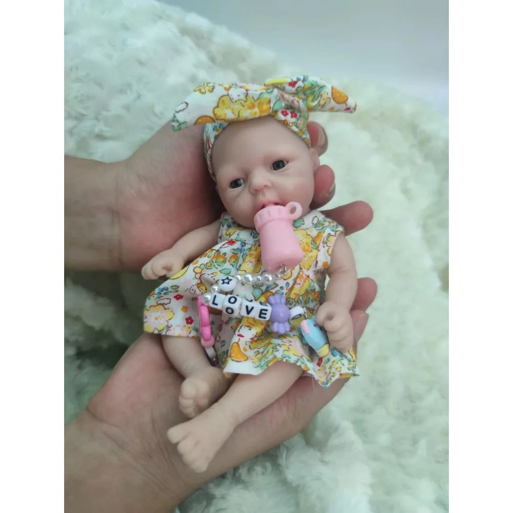 Reborn Baby Dolls 7" Girl Micro Preemie Full Body Silicone Baby Doll Lifelike Mini Silicone Baby
