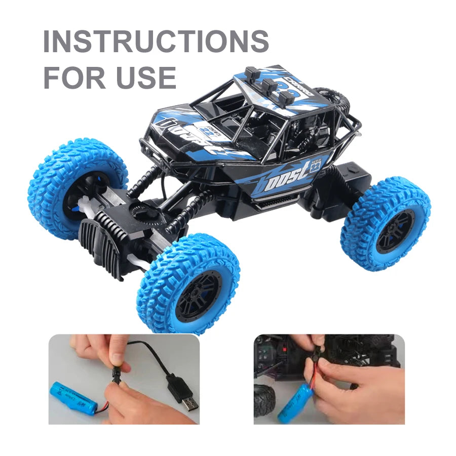 RC High Speed Off-Road Climbing Car 1:18 With Colorful Flashing Lights Rechargeable Durable Rubber Wheels Kids Adults Toys Gifts