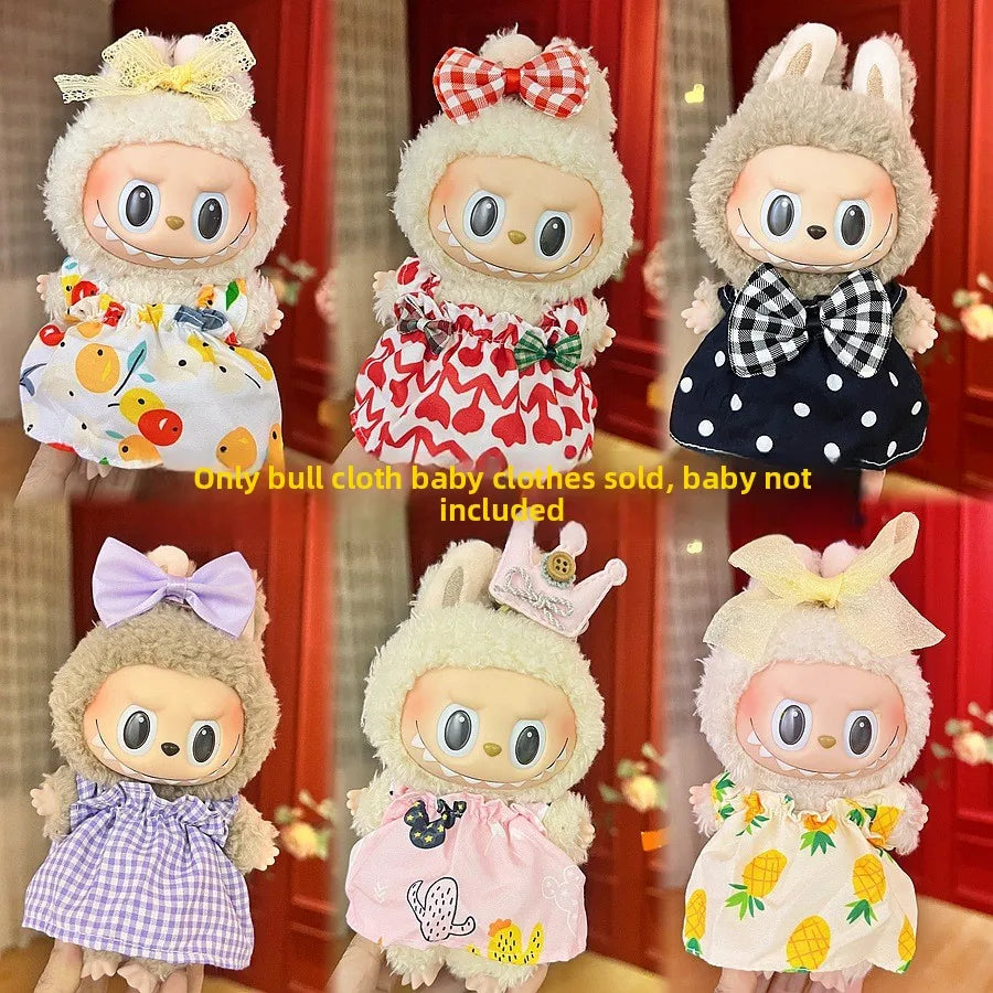 For 17cm V1V2 Labubu mcdonalds clothes outfit Working Girl Set Cute Doll workwear Clothing  boy outfit overalls accessories