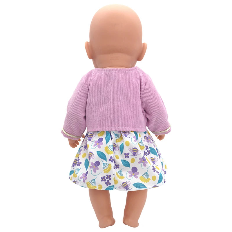 Reborn Baby Doll Winter Coat Pink Skirt 18 Inch Girl Dolls Clothes Jacket Children Xmas Gift Toys Wears