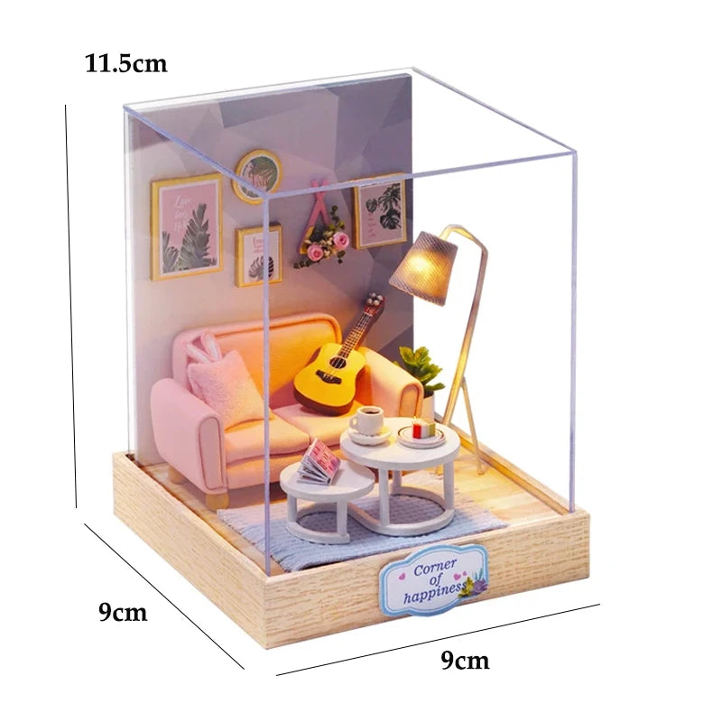 Wooden Doll House Casa Diy  Miniature Dollhouse 3D Puzzle Assembly Building Toys With Furniture LED Lights For Children Gifts