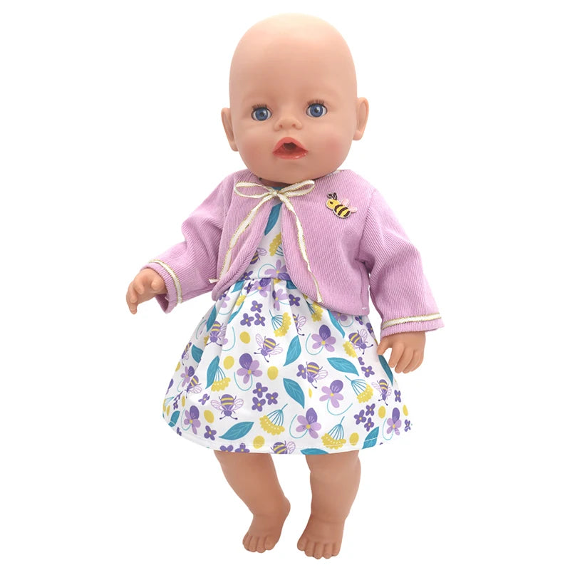 Reborn Baby Doll Winter Coat Pink Skirt 18 Inch Girl Dolls Clothes Jacket Children Xmas Gift Toys Wears