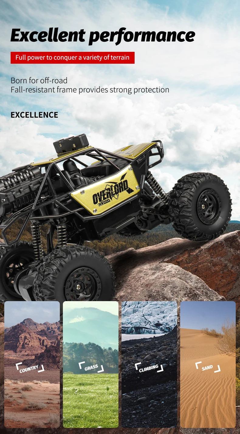 Rc Cars 1:18 2WD Off-Road RC Truck All Terrain 2.4G Electric RC Car High Speed 50KM/H Remote Control Car with LED Lights Kid Toy