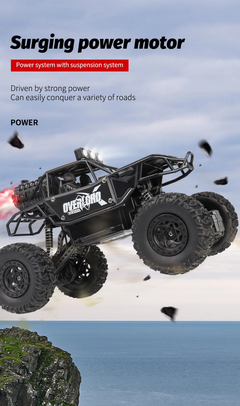 Rc Cars 1:18 2WD Off-Road RC Truck All Terrain 2.4G Electric RC Car High Speed 50KM/H Remote Control Car with LED Lights Kid Toy