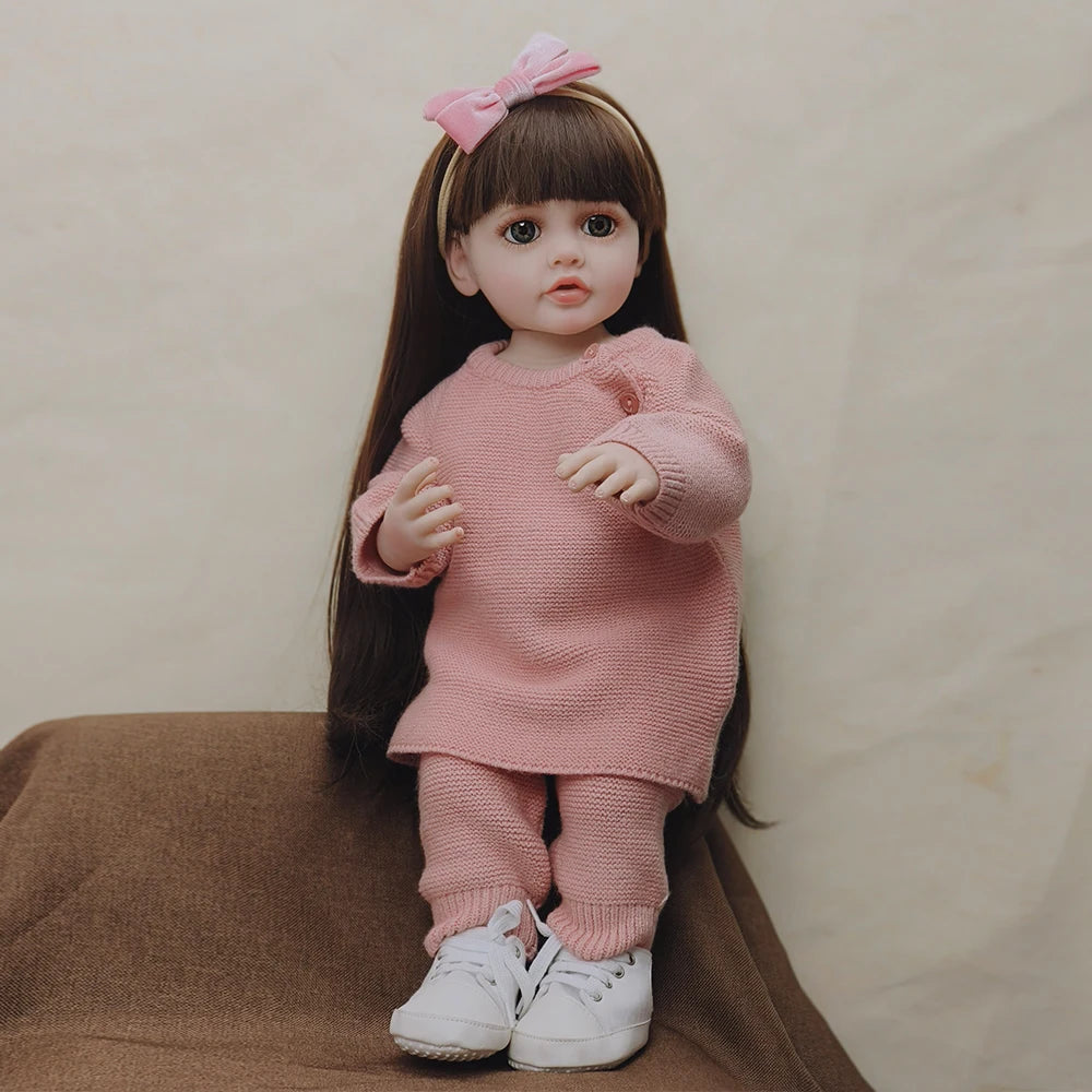Reborn Baby Doll 55cm Little Girl Baby Full Body Silicon For Girls Newborn Doll Toddler Fashion Cute Toy Birthday Gift