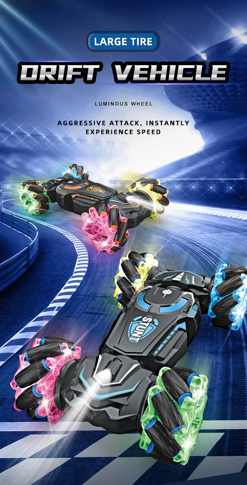 RC Drift Car Toy, Cool and Dynamic Dazzling, Made of Large Glow Wheels