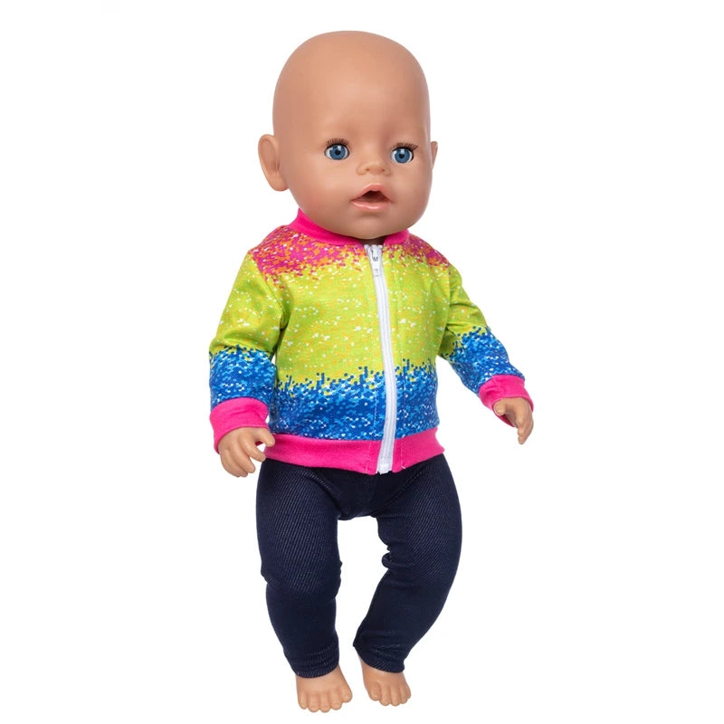 Reborn Baby Doll Winter Coat Pink Skirt 18 Inch Girl Dolls Clothes Jacket Children Xmas Gift Toys Wears