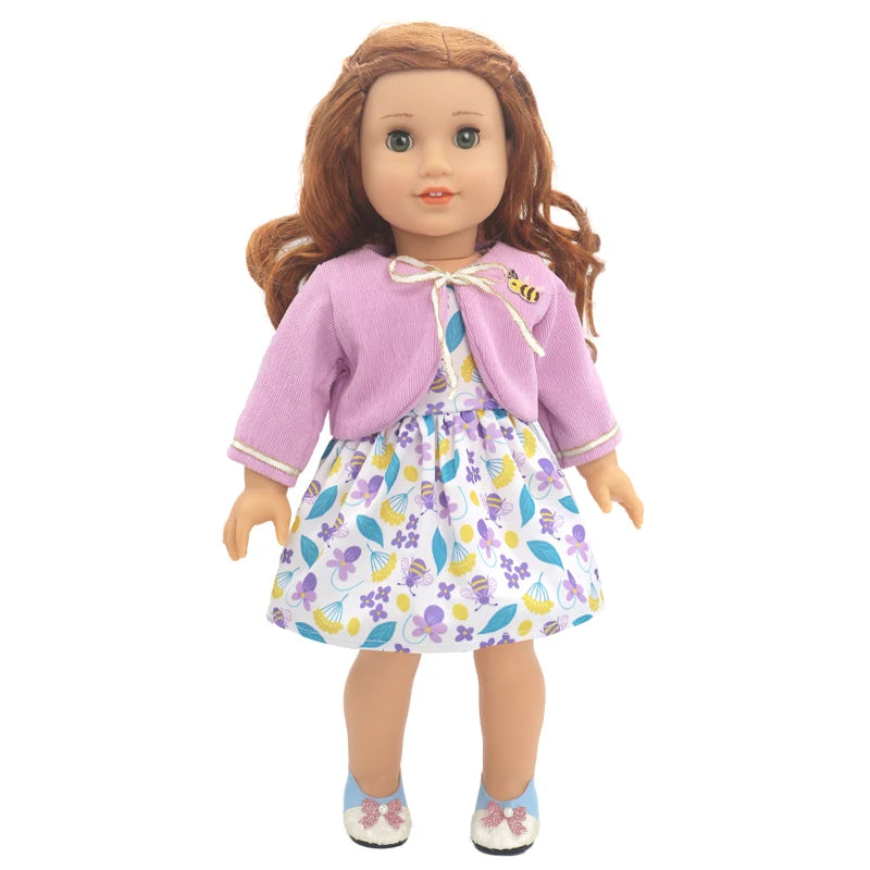 Reborn Baby Doll Winter Coat Pink Skirt 18 Inch Girl Dolls Clothes Jacket Children Xmas Gift Toys Wears