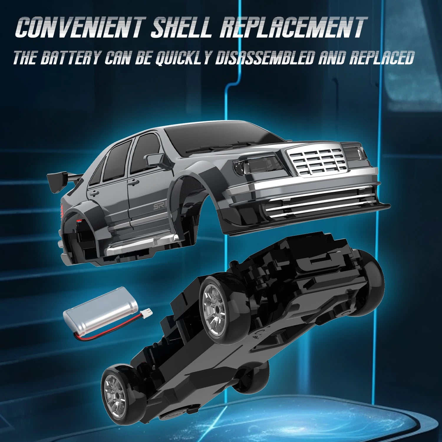 Rc Drift Car 1:43 Scale Full-Size 4WD 2.4g High-speed racing car with gyroscope, equipped with LED and rechargeable function