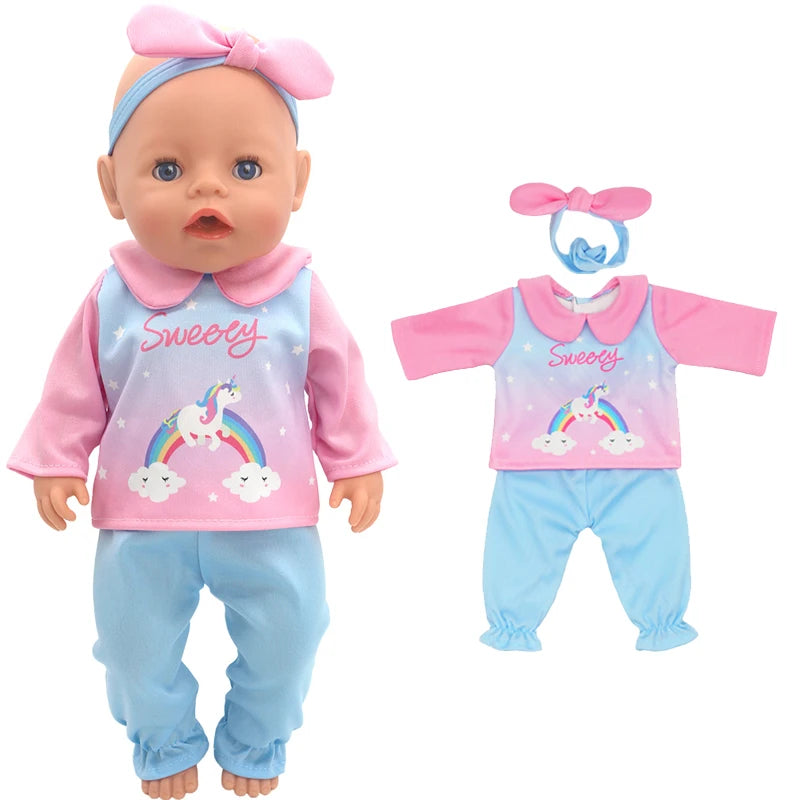 Reborn Baby Doll Winter Coat Pink Skirt 18 Inch Girl Dolls Clothes Jacket Children Xmas Gift Toys Wears
