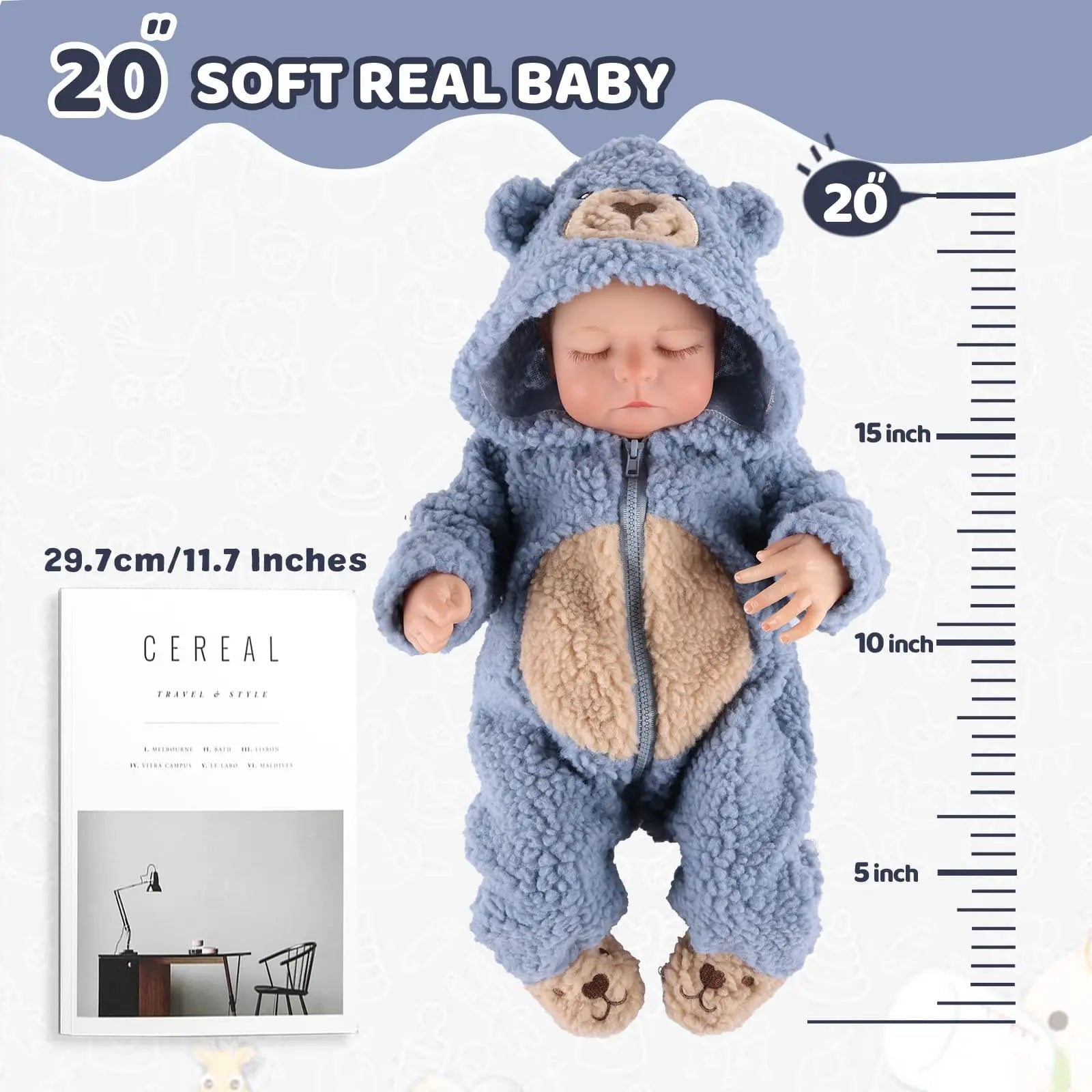 Reborn Doll  - 20 Inch Lifelike Baby Dolls Cloth Body Eyes Closed - Realistic Dolls with Accessories for Kids 3+ 3 Ye