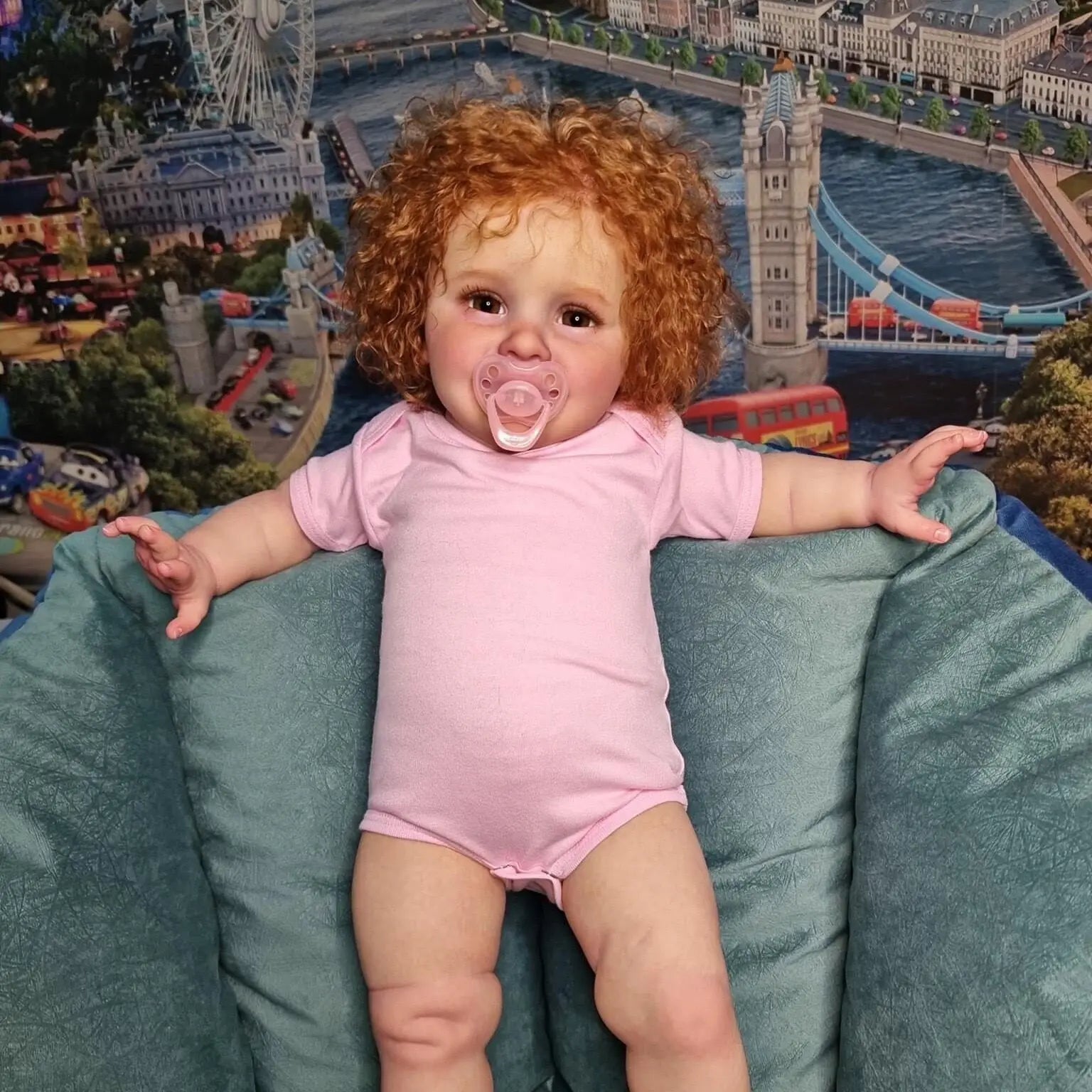 Reborn Doll 70cm Life Size Real Baby Doll Girl Realistic Silicone Reborn Baby Doll Heavy Red Curly Hair Doll Children Girls Gift