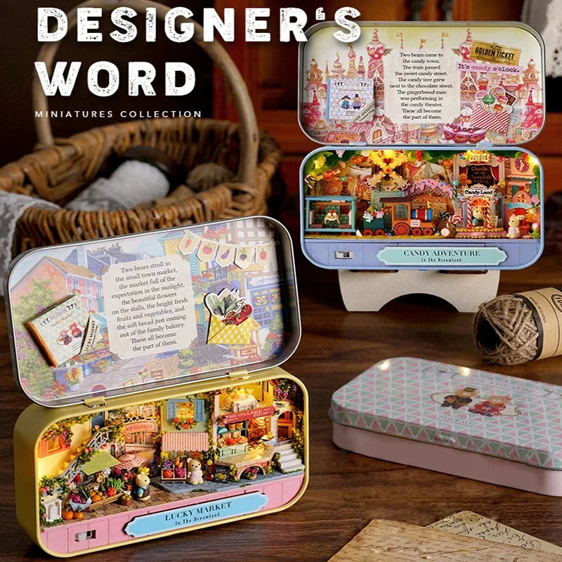 Box Theatre DIY Wooden DollHouses Miniature Box Cute Doll Houses 3D Puzzle Assemble Building Model Kits Toy For Birthday Gifts