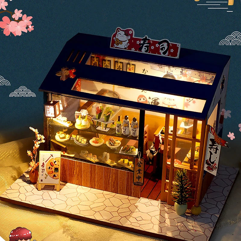 Wooden Doll House Casa Diy  Miniature Dollhouse 3D Puzzle Assembly Building Toys With Furniture LED Lights For Children Gifts