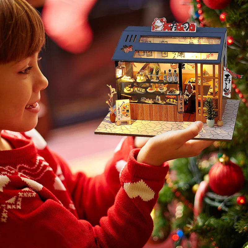 Wooden Doll House Casa Diy  Miniature Dollhouse 3D Puzzle Assembly Building Toys With Furniture LED Lights For Children Gifts