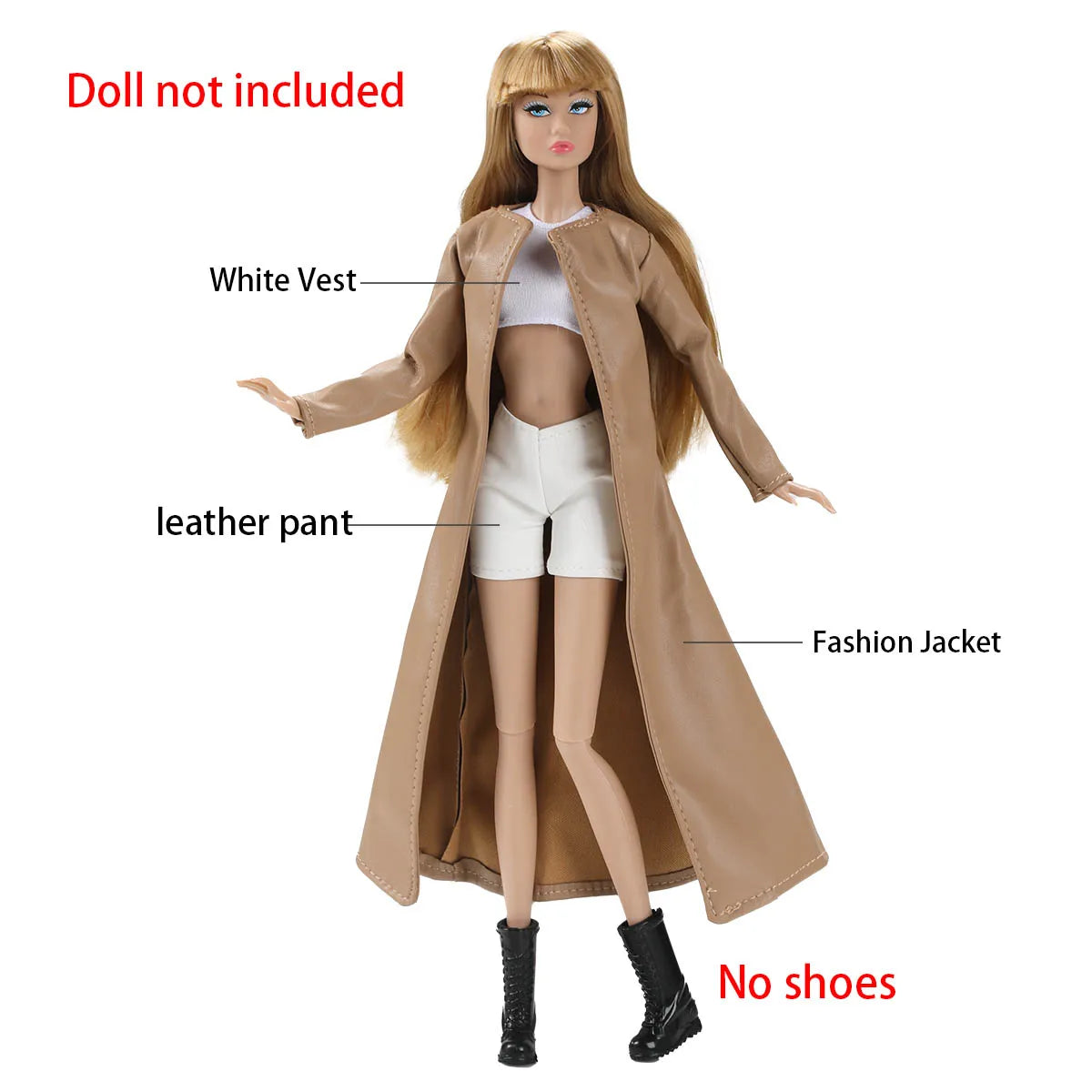30cm Supermodel Doll Clothes Elegant/Mature Women Dress Up Fashion Leather Jacket+Vest+Skirt Set For 1/6 Doll Career Girls Wear