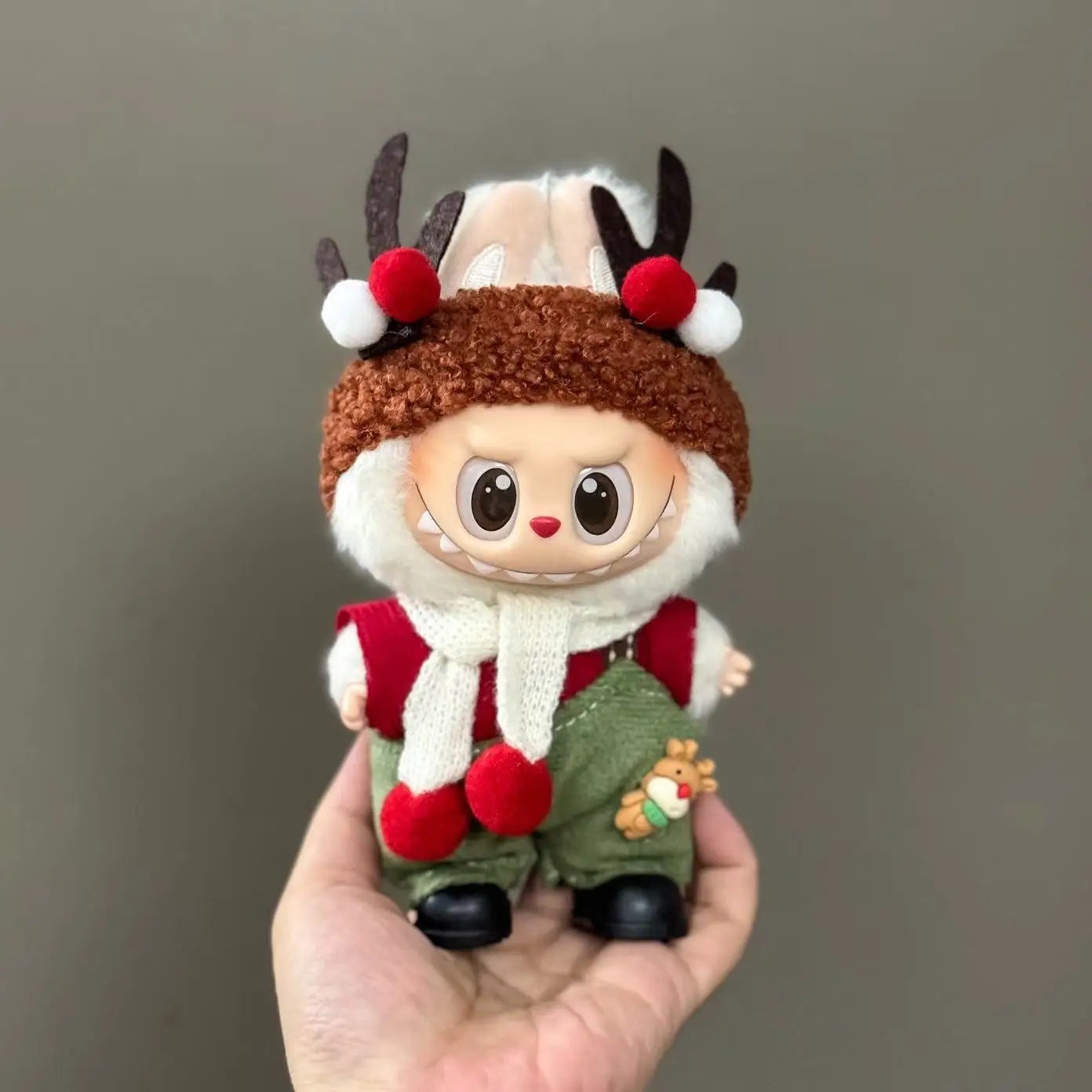 Doll Clothes For 15-17CM Labubu Clothing Merry Christmas Hat Scarf Elk Snowman Set Mini Plush Doll Accessory New Year Dress Gift