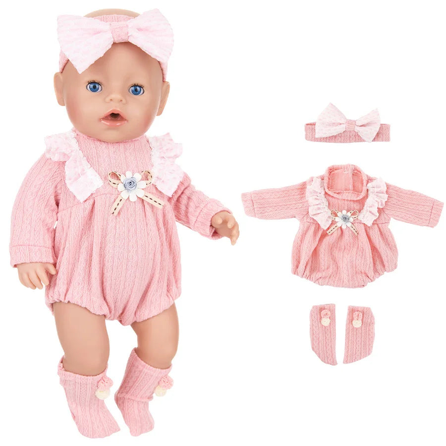 Doll Clothes For 43cm Baby Doll Leather Jacket Pants Jumpers Rompers Set For 18 Inch American Doll Coat Winter Clothes