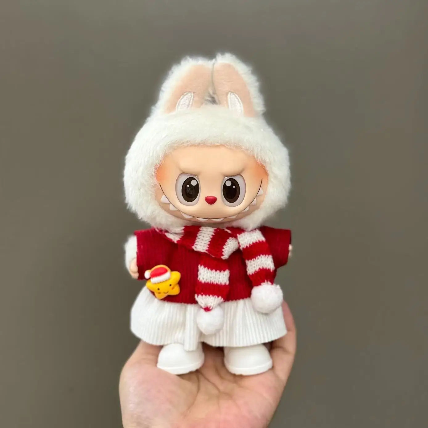 Doll Clothes For 15-17CM Labubu Clothing Merry Christmas Hat Scarf Elk Snowman Set Mini Plush Doll Accessory New Year Dress Gift