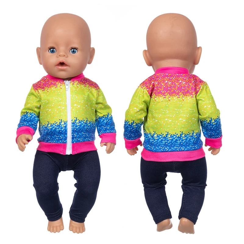 Reborn Baby Doll Winter Coat Pink Skirt 18 Inch Girl Dolls Clothes Jacket Children Xmas Gift Toys Wears