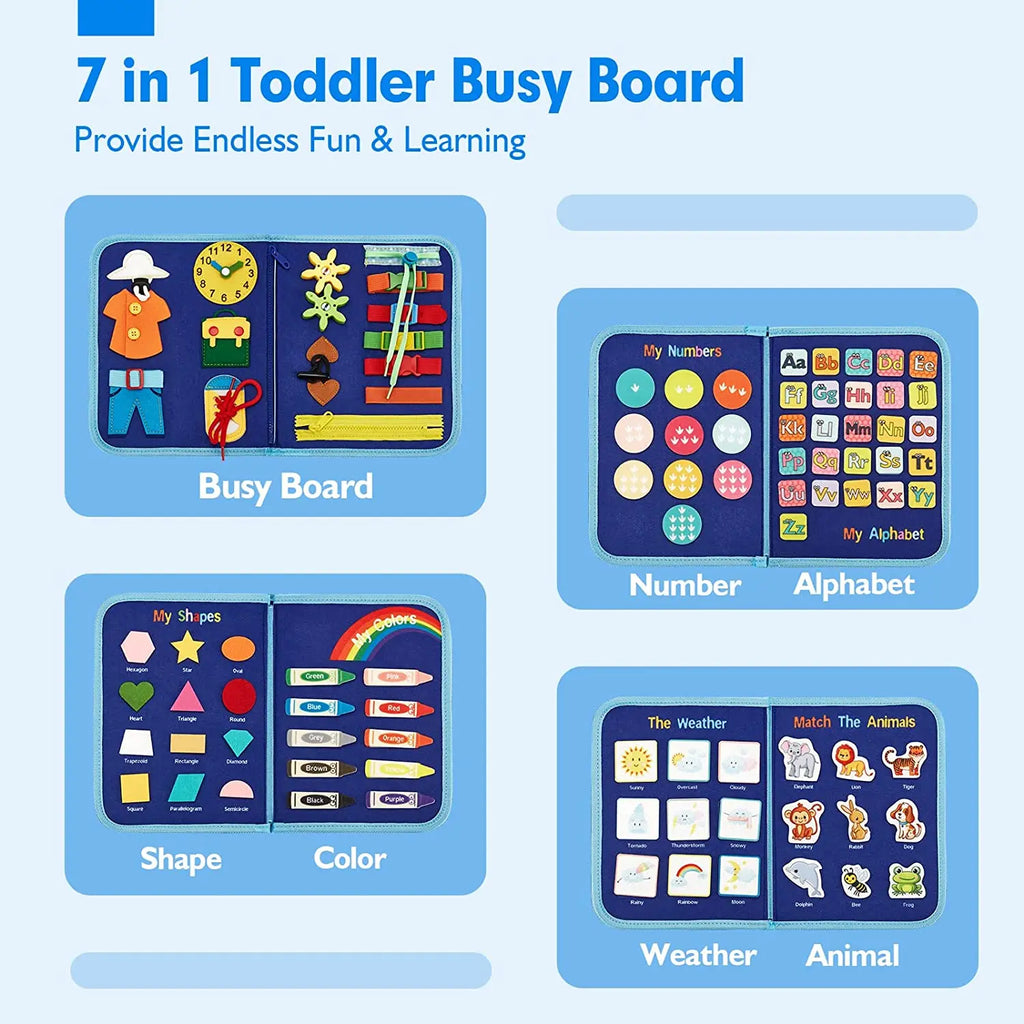 Montessori Toys Busy Board Toddler Sensory Activity Developing Board for Motor Skills， Educational Travel Activity Toys